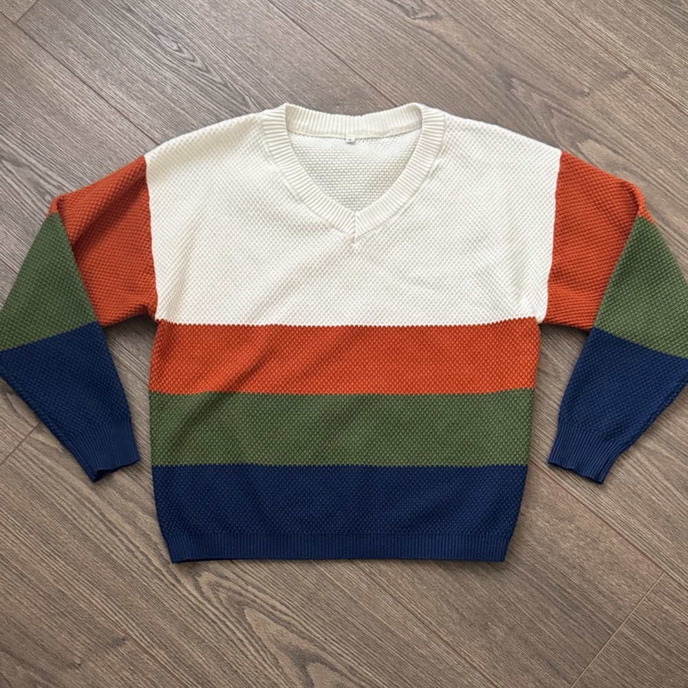 Amazon Women's Fall Striped Color Block Knit Sweater